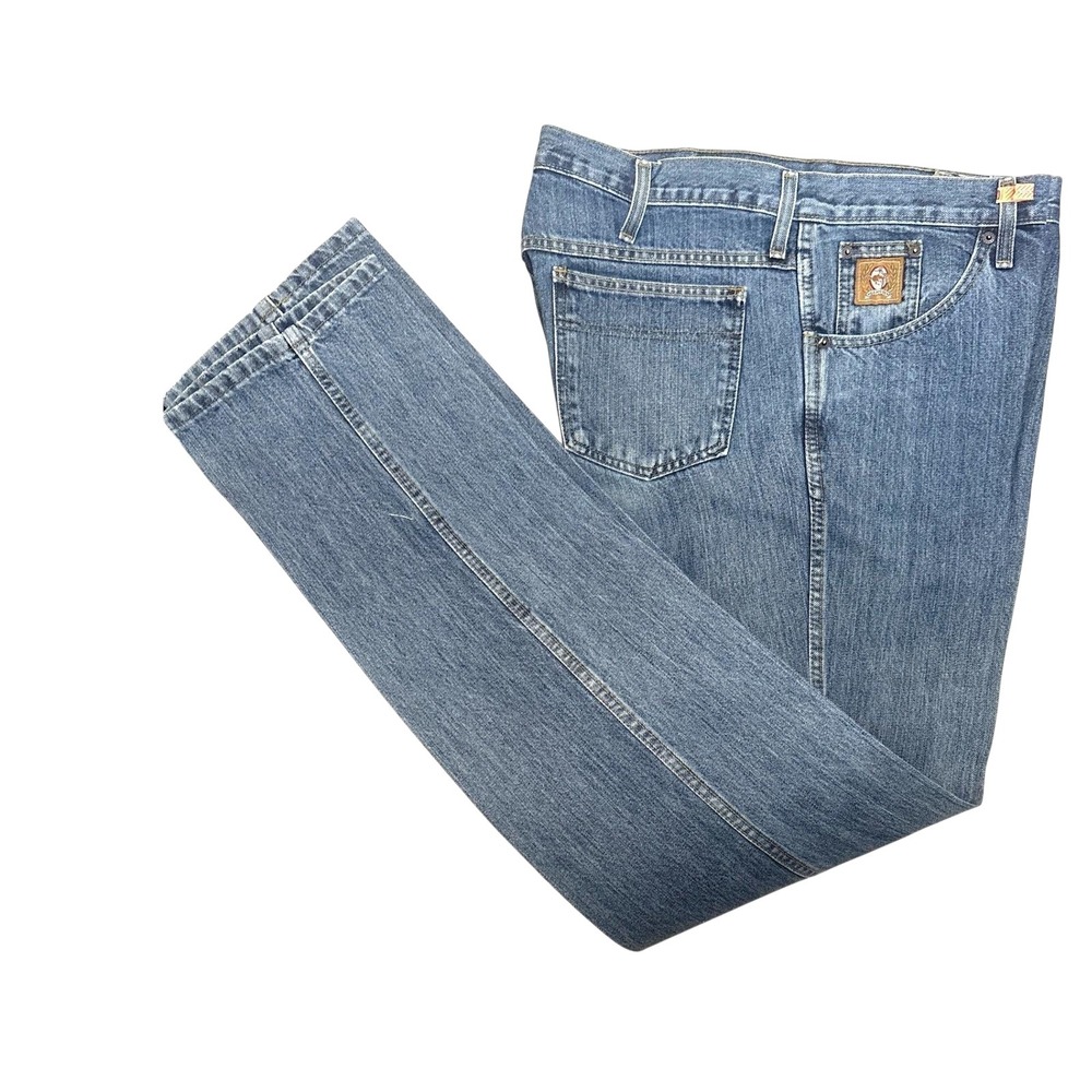 VTG Cinch Up Mens Straight Leg Western Denim Jeans Blue Medium Wash 36x38